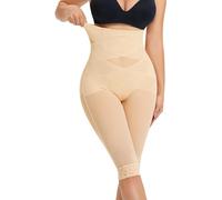 Junlan Bauchweg Unterhose Damen Shapewear Miederhose Stark Formend Hohe Taille Figurformende UnterwäSche Leggings Body Shaper Miederpants（Beige，L）