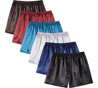 JupiterSecret Herren-Boxershorts aus Satin, seidiges Gefühl, Schlafshorts, Unterwäsche mit Knopfleiste, seidige Pyjamahose für Männer, 6er-Pack, Farbe 1, 6X-Large