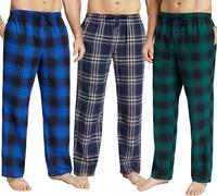 JupiterSecret Mens Pajama Pants Set Flannel Cotton Plaid Sleep & Lounge Pants, PJ Bottoms with Pockets and Button Fly