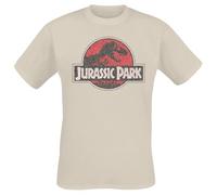 Jurassic Park Grunge Logo Jurassic Männer T-Shirt Sand S 100% Baumwolle Fan-Merch, Filme