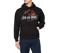 Jurassic Park Herren Kapuze Mit Abgenutztem Logo Hoodie, Schwarz (Schwarz Schwarz), S EU