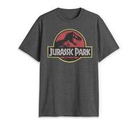 Jurassic Park Herren Klassisches Film-Logo T-Shirt, Dunkelgrau meliert, Mittel