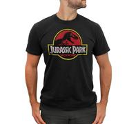 Jurassic Park Herren Men's Classic Movie Logo T-Shirt, Blickdicht, Schwarz, L