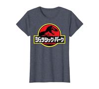 Jurassic Park Japanese Red Logo T-Shirt, Damen, Blau Meliert, XXL