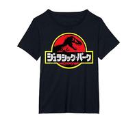 Jurassic Park Japanese Red Logo T-Shirt, Damen Große Größen, Schwarz, 5X