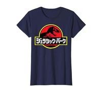 Jurassic Park Japanese Red Logo T-Shirt, Damen, Marineblau, M
