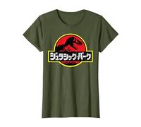 Jurassic Park Japanese Red Logo T-Shirt, Damen, Olivgrün, 3XL
