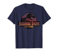 Jurassic Park Neon Distressed Light Red T-Rex Movie Logo T-Shirt