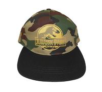 Jurassic Park Snapback Cap für Herren, Gold Logo Camo mit Visier, Camo Grün, One Size