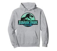 Jurassic Park Turquoise Safari Circle Logo Pullover Hoodie, Unisex für Erwachsene, Grau Meliert, L
