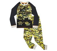 Jurassic World 2 Schlafanzug Jungen, Dinosaurier Kinder Pyjama, Camouflage Jungen Nachtwäsche Design, Baumwolle Schlafanzug Kinder, Größe 3-12 Jahre, Geschenke für Dino Fans (4-5 Jahre)