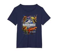 Jurassic World Dinosaurier- und Hybrid-Collage T-Shirt, Damen Große Größen, Marineblau, 3X
