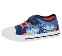 Jurassic World Jungen Canvas Turnschuhe Dino Turnschuhe Kinder Dinosaurier Easy Touch Fasten Sport Pumps, blau, 27 EU