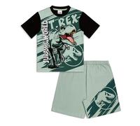 Jurassic World Pyjama-Set für Jungen, T-Rex-Druck, Baumwoll-T-Shirt und Shorts mit elastischer Taille, Dinosaurier-Nachtwäsche, grün, 11-12 Years