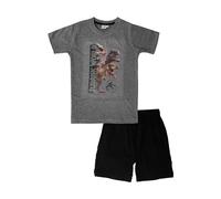 Jurassic World Schlafanzug für Jungen - Kinder Pyjama Set Kurzarm Oberteil mit Hose Grau/Schwarz (DE/NL/SE/PL, Numerisch, 110, 116, Regular)