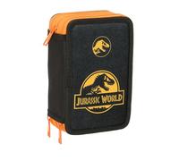 Jurassic World Schulmäppchen mit 37 Utensilien, Kindermäppchen, ideal für Kinder von 5 bis 14 Jahren, bequem und vielseitig, Qualität und Widerstandsfähigkeit, 12,5 x 5,5 x 19,5 cm