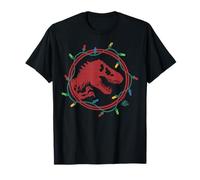 Jurassic World T-Shirt: T-Rex Christmas Lights - Schwarz, S - Unisex, Cartoon, Dinosaurier, Weihnachten, Party, Pullover