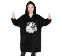 Jurassic World Übergroße Decke Hoodie Kinder Jungen und Mädchen Teenager (Schwarz)