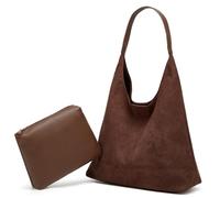 Jusavie 2 Stück Slouchy Hobo-Taschen für Damen, Wildleder, Halbmond-Umhängetasche, Umhängetasche, Geldbörse, Top-Griff, College-Tragetasche, Handtasche 2024, Ein Kaffee, Small