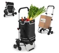 Juskys 3in1 Einkaufstrolley für Treppen - 56 L, modern & klappbar - Treppensteiger Trolley zum Shopping - Sackkarre & Tasche - Trolli Schwarz