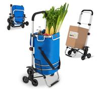 Juskys 3in1 Einkaufstrolley für Treppen - 56 L, modern & klappbar - Treppensteiger Trolley zum Shopping - Sackkarre & Tasche - Trolli Dunkelblau