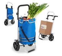 Juskys Einkaufstrolley 3in1 mit 2 Rollen für Shopping - 56 L Tasche abnehmbar - Trolley klappbar & modern - Sackkarre Einkaufsroller Dunkelblau