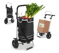 Juskys Einkaufstrolley 3in1 mit 2 Rollen für Shopping - 56 L Tasche abnehmbar - Trolley klappbar & modern - Sackkarre Einkaufsroller Schwarz
