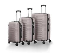 Juskys Hartschale Kofferset Reisekoffer 3 teilig - Zahlenschloss, geräuscharme 360° Rollen groß, Teleskopgriff, leicht - Koffer in Champagner