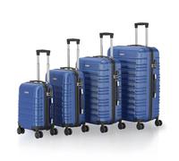 Juskys® Hartschale Kofferset Reisekoffer 4 teilig - Zahlenschloss, geräuscharme 360° Rollen groß, Teleskopgriff, leicht - Koffer in Blau