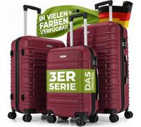 Juskys Kofferset Rom 3-teilig Hartschale Rot, 360° Rollen | Handgepäck & Reisekoffer in M, L, XL mit 55, 84 und 120 l, Zahlenschloss, Teleskopgriff, Trolley aus ABS