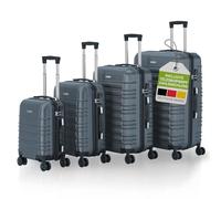 Juskys Kofferset Rom 4-teilig Hartschale Anthrazit, 360° Rollen | Handgepäck & Reisekoffer in S, M, L, XL mit 34 l, 55, 84 und 120 l, Zahlenschloss, Teleskopgriff, Trolley aus ABS