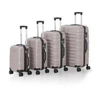 Juskys Kofferset Rom 4-teilig Hartschale Champagner, 360° Rollen | Handgepäck & Reisekoffer in S, M, L, XL mit 34 l, 55, 84 und 120 l, Zahlenschloss, Teleskopgriff, Trolley aus ABS