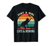 Just a Girl Who Loves Cats and Rudern Vintage Retro T-Shirt