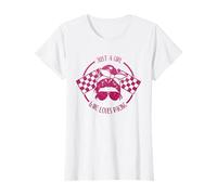 Just A Girl Who Loves Racing Race Day Karierte Flaggen Geschenk T-Shirt