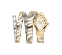 Quarzuhr JUST CAVALLI TIME "Cristallo", silber (silberfarben, goldfarben, weiß), Armbanduhren, Damen, Quarzuhr, Armbanduhr, Damenuhr, Edelstahlarmband, analog (26413764-0) silberfarben, goldfarben, we