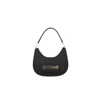 Just Cavalli Black Metal Lettering Hobo Bag, Schultertasche, Umhängetasche, Schwarz