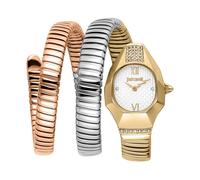 Quarzuhr JUST CAVALLI TIME "Signature Snake", silberfarben, goldfarben, roségoldfarben, Armbanduhren, Damen, Quarzuhr, Armbanduhr, Damenuhr, Edelstahlarmband, analog, Kristallsteine (24642867-0) silbe