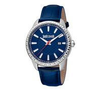 Just Cavalli Herrenuhr Analog Quarz mit Lederband JC1G176L0125, blau, Mode