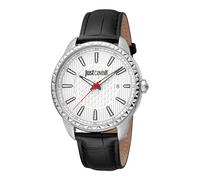 Just Cavalli JC1G176L0115 Analoge Quarzuhr für Herren mit Lederarmband, grau, Modisch