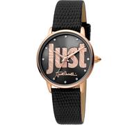 Just Cavalli JC1L116L0035 Logo C roségold schwarz Leder Damen Uhr NEU