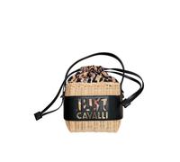 Just Cavalli kleine Korbtasche, Handtasche, Umhängetasche, Natur-Schwarz