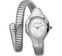 Just Cavalli Signature Snake Schlange Kurz - Damen Armbanduhr Quarzuhr Fashion Armband und Gehäuse aus Edelstahl Aufrollbar und Flexibel mit Analoganzeige, Stahl, Mode