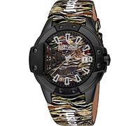 Just Cavalli Young Scudo Armbanduhr, Unisex, Teenager, Quarz, modisch, Lederarmband mit Zeigern, Schwarz Camouflage, Mode