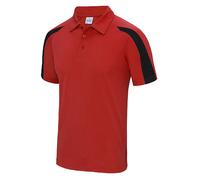 Just Cool Herren Contrast Cool Polo JC043 fire red/jet black S