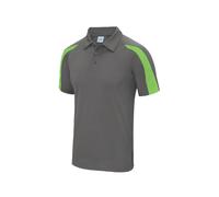JUST COOL CONTRAST COOL POLO S CHARCOAL / LIME GREEN