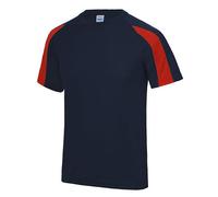 Just Cool Herren Contrast Cool T T-Shirt JC003 french navy/fire red S