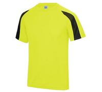 Just Cool Contrast Cool T-Shirt Recyceltes Polyester Atmungsaktiv Vegan Neongelb/Schwarz S