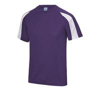 Just Cool Contrast Cool T-Shirt Recyceltes Polyester Atmungsaktiv Vegan Purple/Weiss S