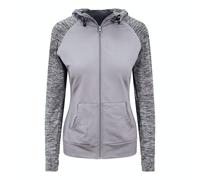 Just Cool Damen Sport Sweatshirt mit melierten Ärmeln - Grau / grau meliert | S