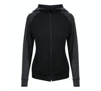 Just Cool Damen Sport Sweatshirt mit melierten Ärmeln - Schwarz / schwarz meliert | M